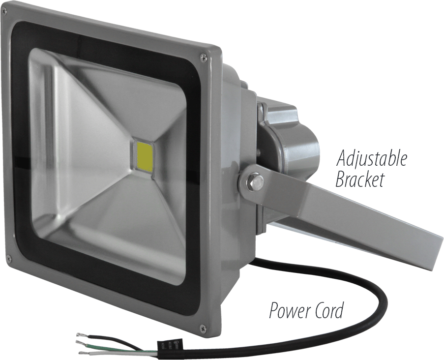 LED Outdoor Flood Light, Yoke Mount, IP65, Wide Beam, 50W,