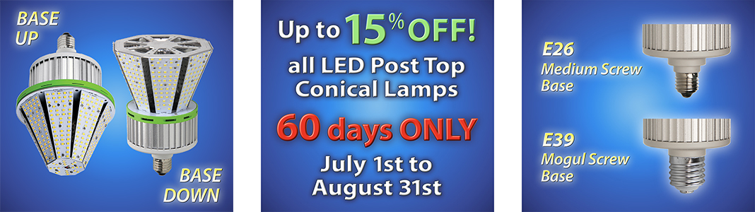 60-day sale: LED Post Top Conical Lamps