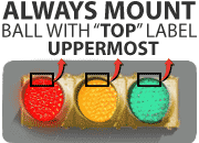 Always Mount Ball with TOP Label Uppermost